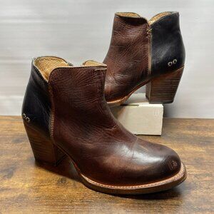 Bed Stu Yell Bootie Women Size 8 Leather Ankle Boot Brown Two Toned Side Zip